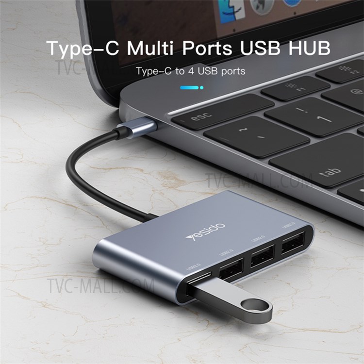 USB C Hub Aluminum Type C Adapter with 4 USB 2.0 Ports for MacBook Pro and Other Devices photo