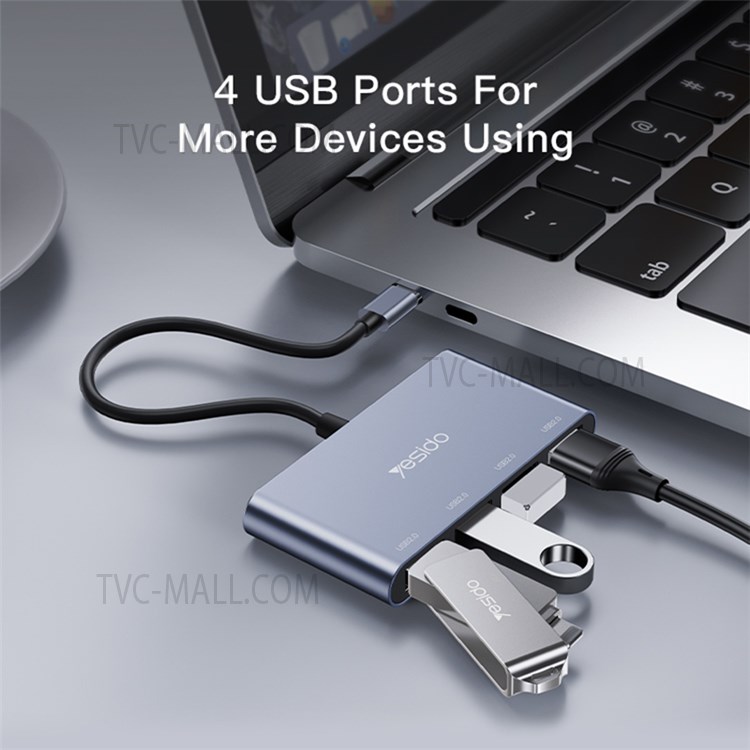 USB C Hub Aluminum Type C Adapter with 4 USB 2.0 Ports for MacBook Pro and Other Devices photo