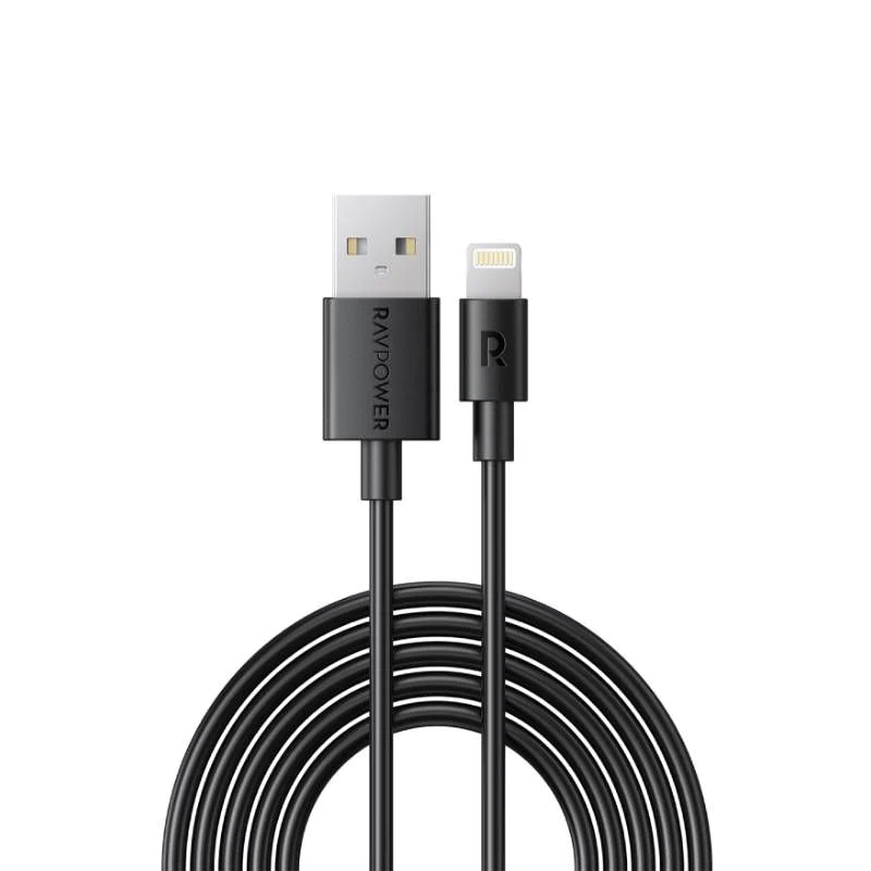 RAVPOWER USB A - Lightning Cable 2m TPE - Black photo