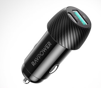 RAVPower  Total 49W Car Charger + 1m Lightning Cable Combo Black photo