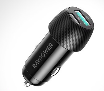 RAVPower  Total 49W Car Charger + 1m Lightning Cable Combo Black photo 