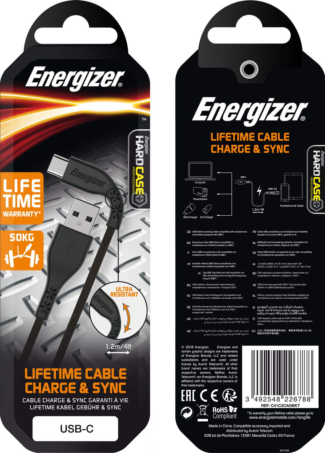 Energizer USB Cable 1.2 m - 2.4 A - Fast photo