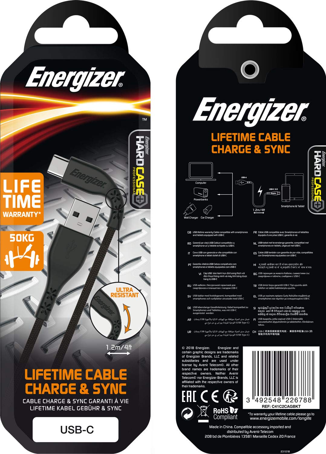 Energizer USB Cable 1.2 m - 2.4 A - Fast photo 