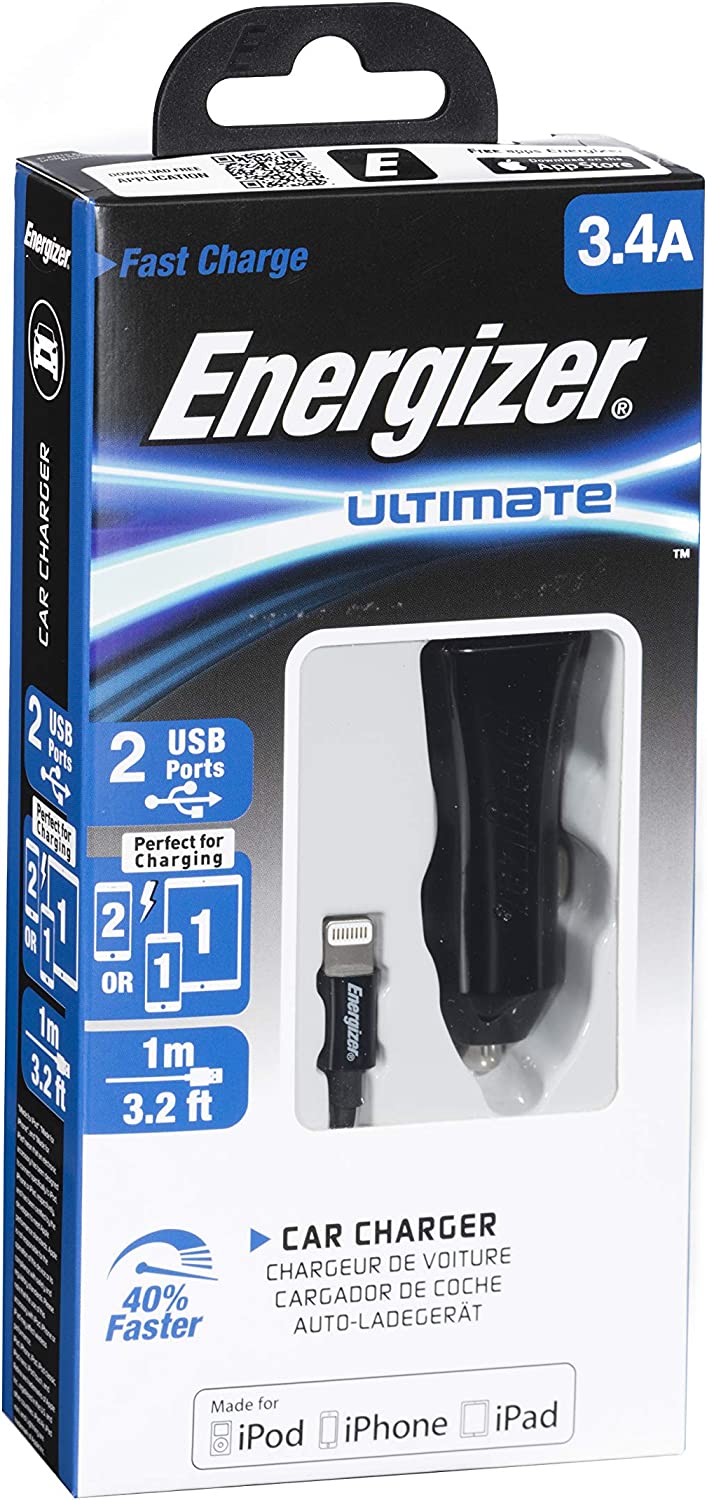 ENERGIZER Car charger - 3.4A - 2USB - Lightning cable included
