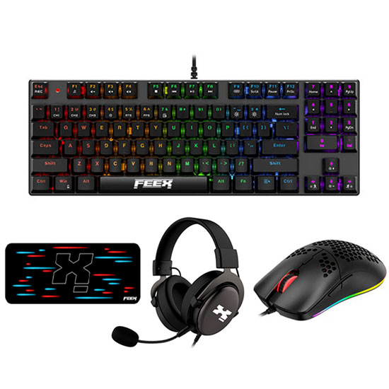 FEEX PRO GAMING COMBO 4 IN 1 ( MOUSE - MECHANICAL KEYBOARD - HEADSET - MOUSE PAD photo 