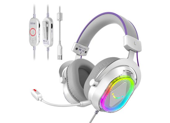 FIFINE H13W RGB Gaming Headset with 7.1 Surround Sound and MultiPlatform Support PC/PS4/PS5 (White) photo 