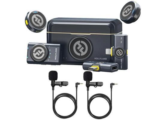 Hollyland LARK M2 COMBO 2-Person Wireless Combo Universal Microphone System 2.4 GHz w/ Advanced ENC, Long Batter Life  with 2x Hollyland Lavalier Microphone: Omni Sound Wide Compatibility (3.5mm) - (Shine Charcoal) photo 