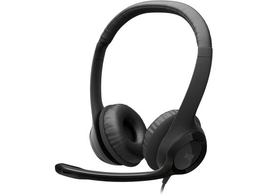 Logitech H390 Wired USB Black Headset, Stereo Headphones with Leatherette Earcups Noise-Cancelling Mic, In-Line Controls For PC/Mac/Laptop photo 