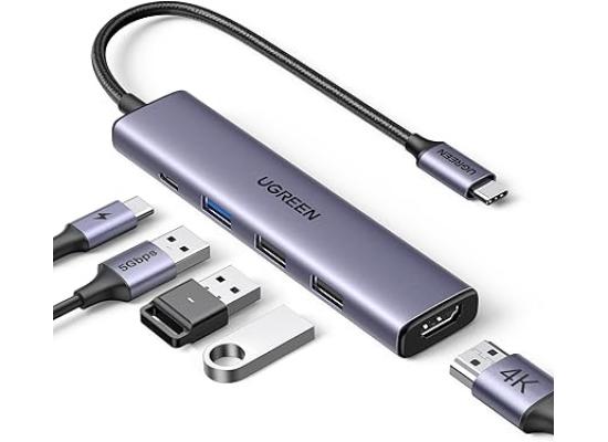 UGREEN USB C Hub, 5-in-1 USB-C Hub with 4K@60Hz HDMI, 100W Power Delivery, 3 USB-A 3.0 Data Ports, USB C Dock Adapter for MacBook Pro/Air, iPad Pro, Mac Mini, Surface, XPS, Thinkpad, Galaxy, and More photo 