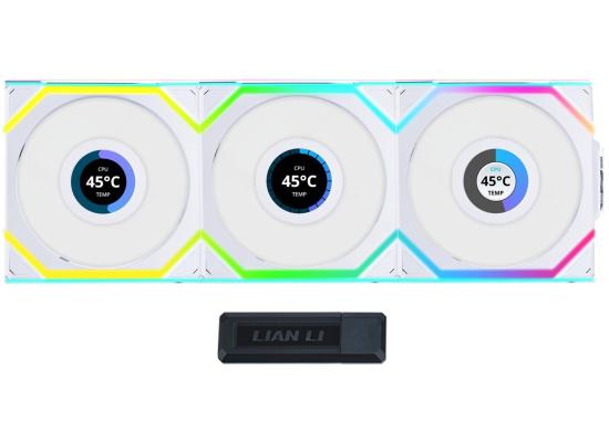 Lian Li UNI FAN SL Wireless LCD 120 Kit w/ Dual Zone ARGB, High Performance Triple Pack, 1.6