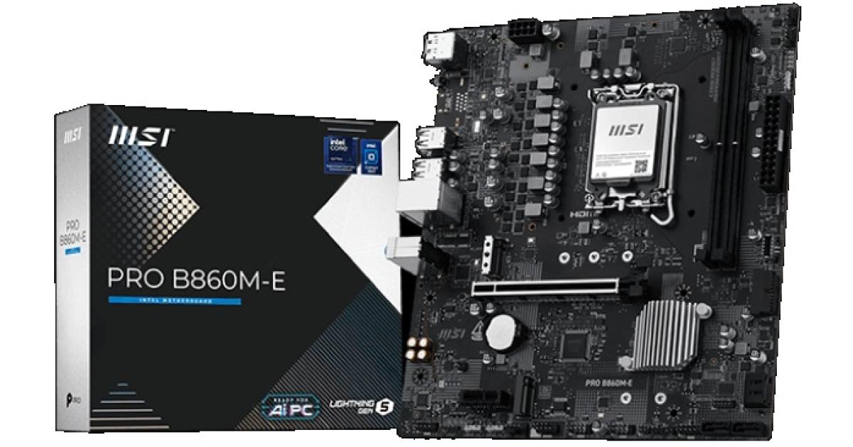 MSI PRO B860M-E, Intel Core Ultra (Series 2), LGA 1851/DDR5/PCIe 5.0/2xM.2 - mATX Gaming MotherBoard photo 